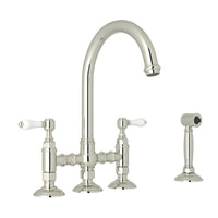 Thumbnail for ROHL San Julio Deck Mount C-Spout 3 Leg Bridge Kitchen Faucet with Sidespray - BNGBath