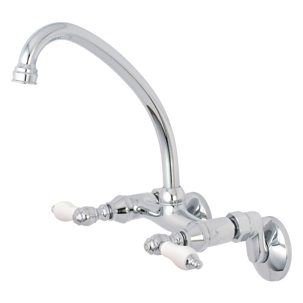 Kingston Brass KS514C Kingston Two Handle Wall Mount Kitchen Faucet, Polished Chrome - BNGBath