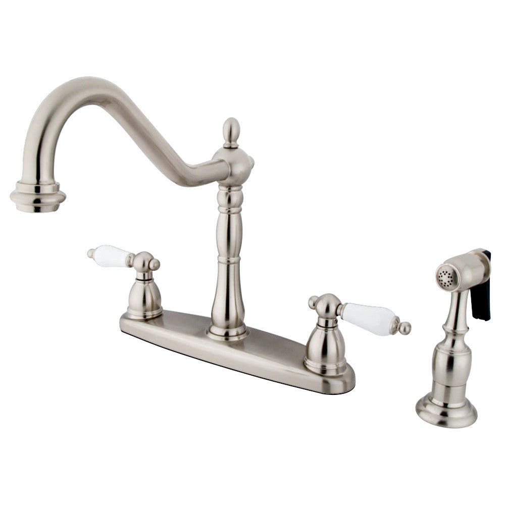 Kingston Brass KB1758PLBS Heritage Centerset Kitchen Faucet, Brushed Nickel - BNGBath