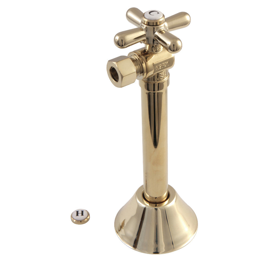 Kingston Brass CC83202X 1/2" Sweat x 3/8" OD Comp Angle Shut-Off Valve with 5" Extension, Polished Brass - BNGBath