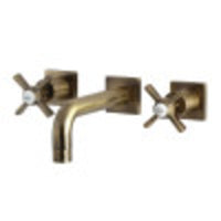 Thumbnail for Kingston Brass KS6123ZX Millennium Two-Handle Wall Mount Bathroom Faucet, Antique Brass - BNGBath