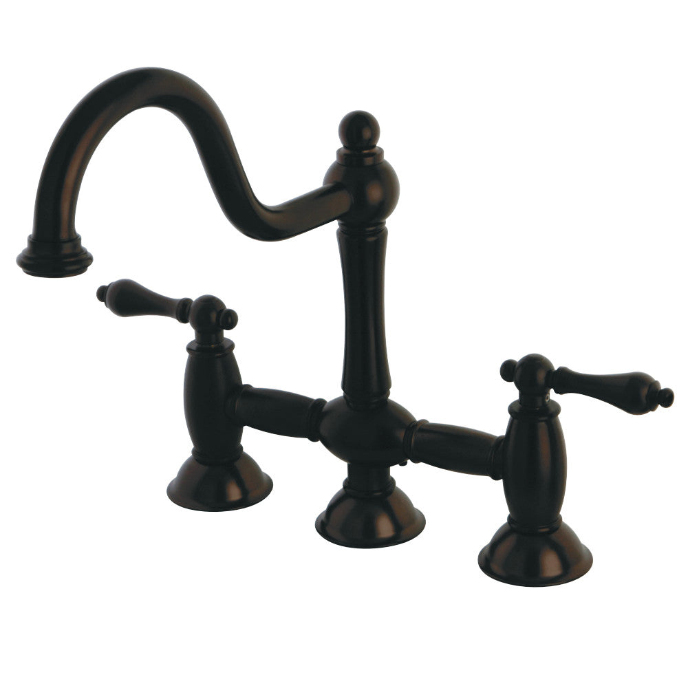 Kingston Brass KS3785AL Restoration Bridge Kitchen Faucet, Oil Rubbed Bronze - BNGBath