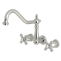 Thumbnail for Kingston Brass KS1021AX Heritage Wall Mount Tub Faucet, Polished Chrome - BNGBath