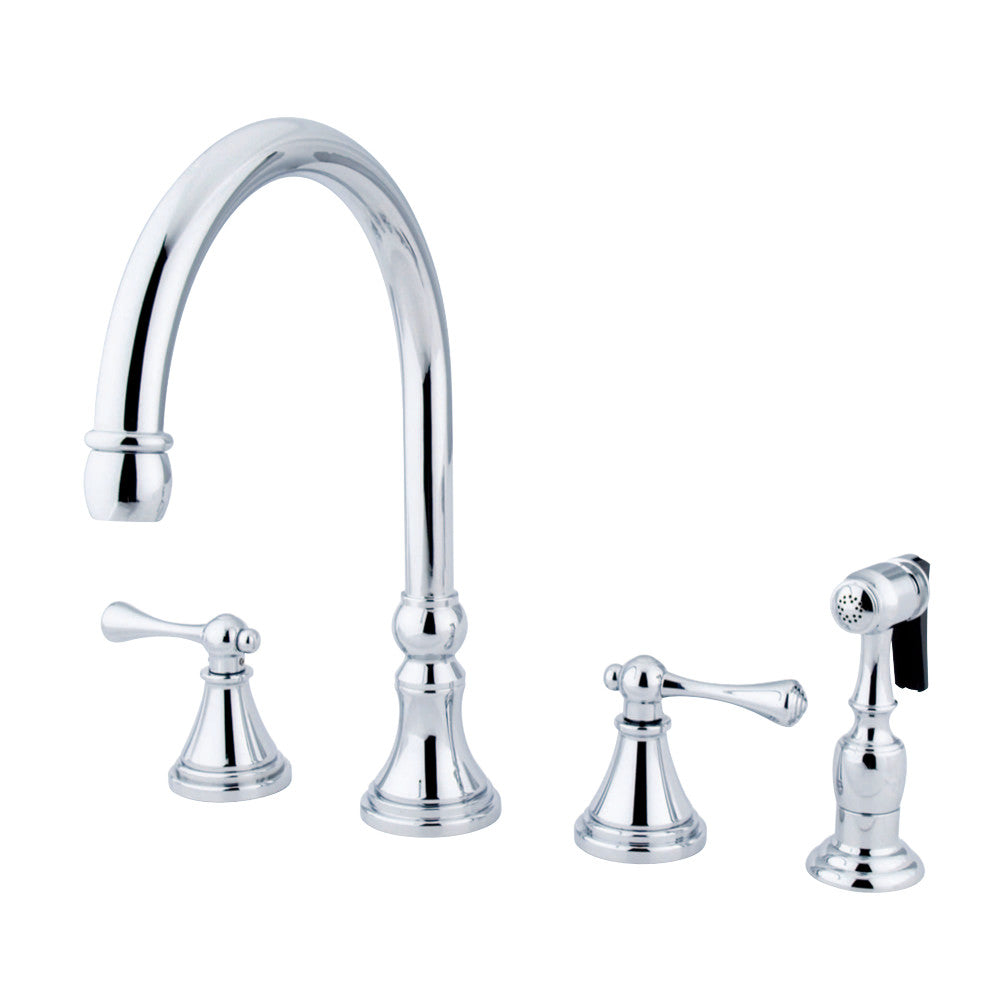 Kingston Brass KS2791BLBS Widespread Kitchen Faucet, Polished Chrome - BNGBath