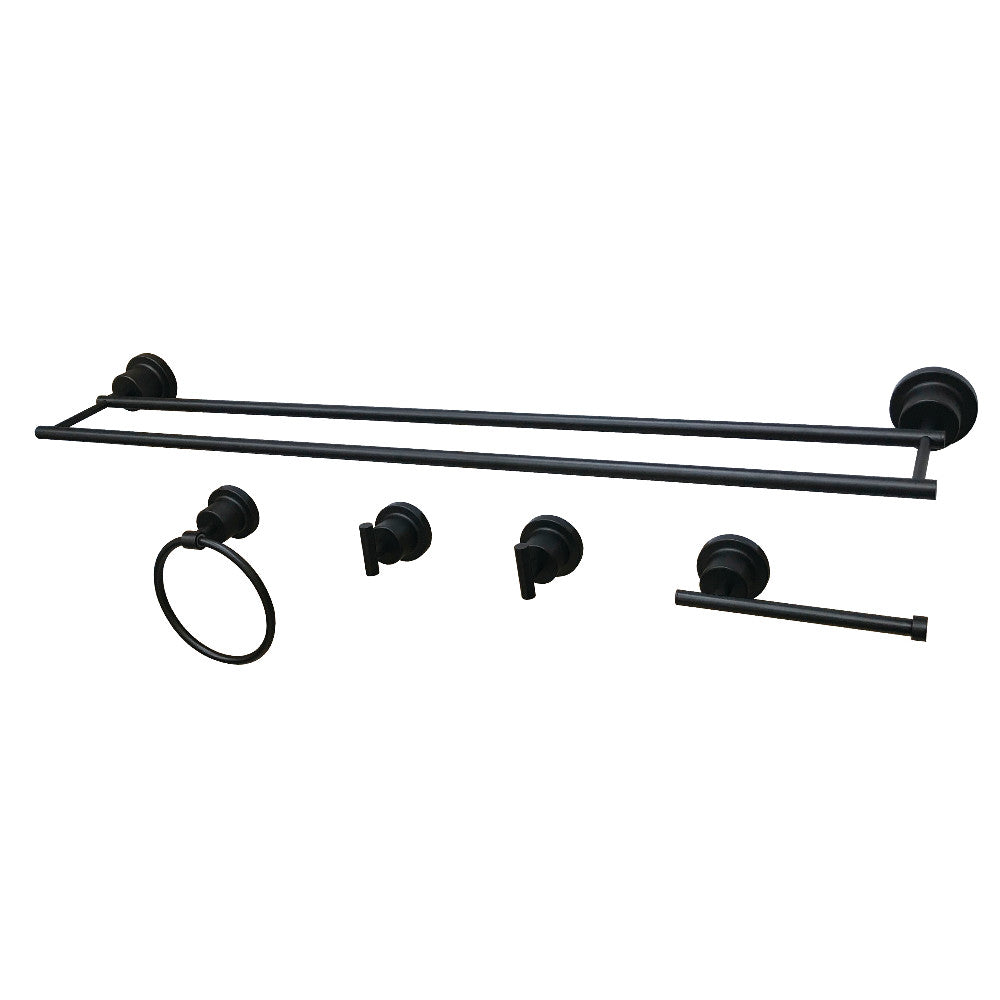 Kingston Brass BAH821330478MB Concord 5-Piece Bathroom Accessory Set, Matte Black - BNGBath