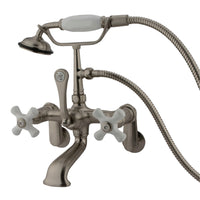 Thumbnail for Kingston Brass CC59T8 Vintage Adjustable Center Wall Mount Tub Faucet, Brushed Nickel - BNGBath