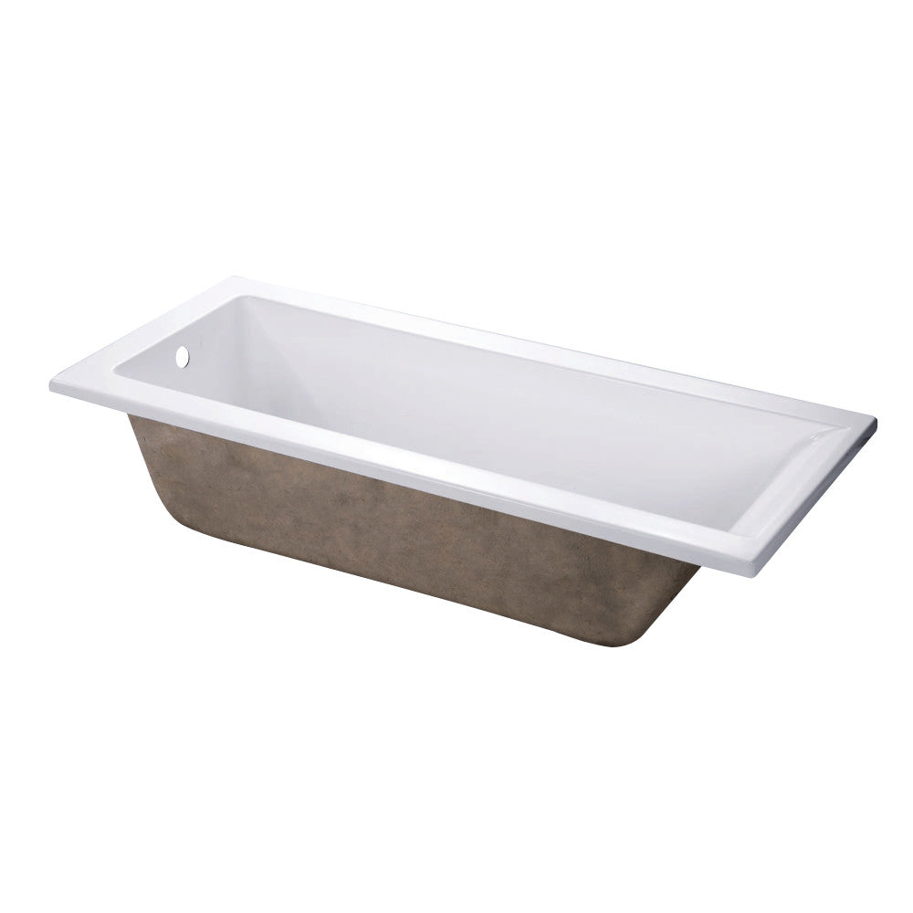 Aqua Eden VTPN672817 67-Inch Acrylic Rectangular Drop-In Tub with Reversible Drain Hole, White - BNGBath