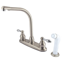 Thumbnail for Kingston Brass GKB717AL Victorian Centerset Kitchen Faucet, Brushed Nickel/Polished Chrome - BNGBath