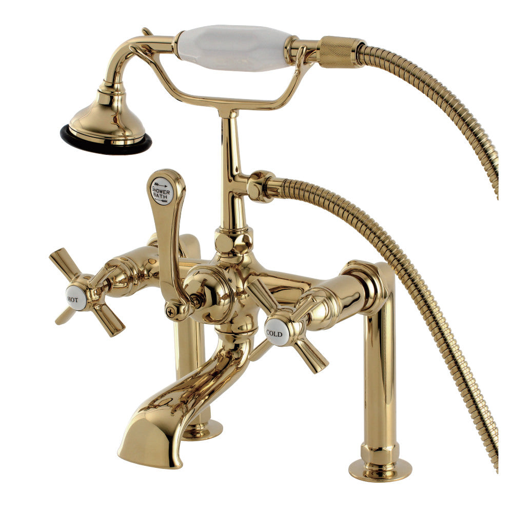 Aqua Vintage AE103T2ZX Millennium Deck Mount Clawfoot Tub Faucet, Polished Brass - BNGBath