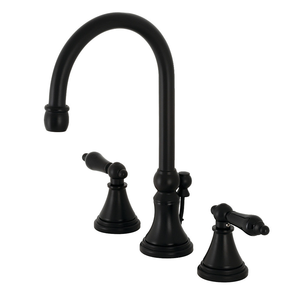 Kingston Brass KS2980PKL Duchess Widespread Bathroom Faucet with Brass Pop-Up, Matte Black - BNGBath