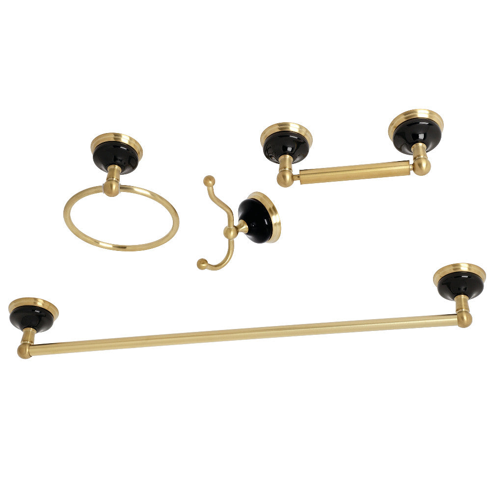 Kingston Brass BAK9111478BB Water Onyx 4-Piece Bathroom Accessory Set, Brushed Brass - BNGBath