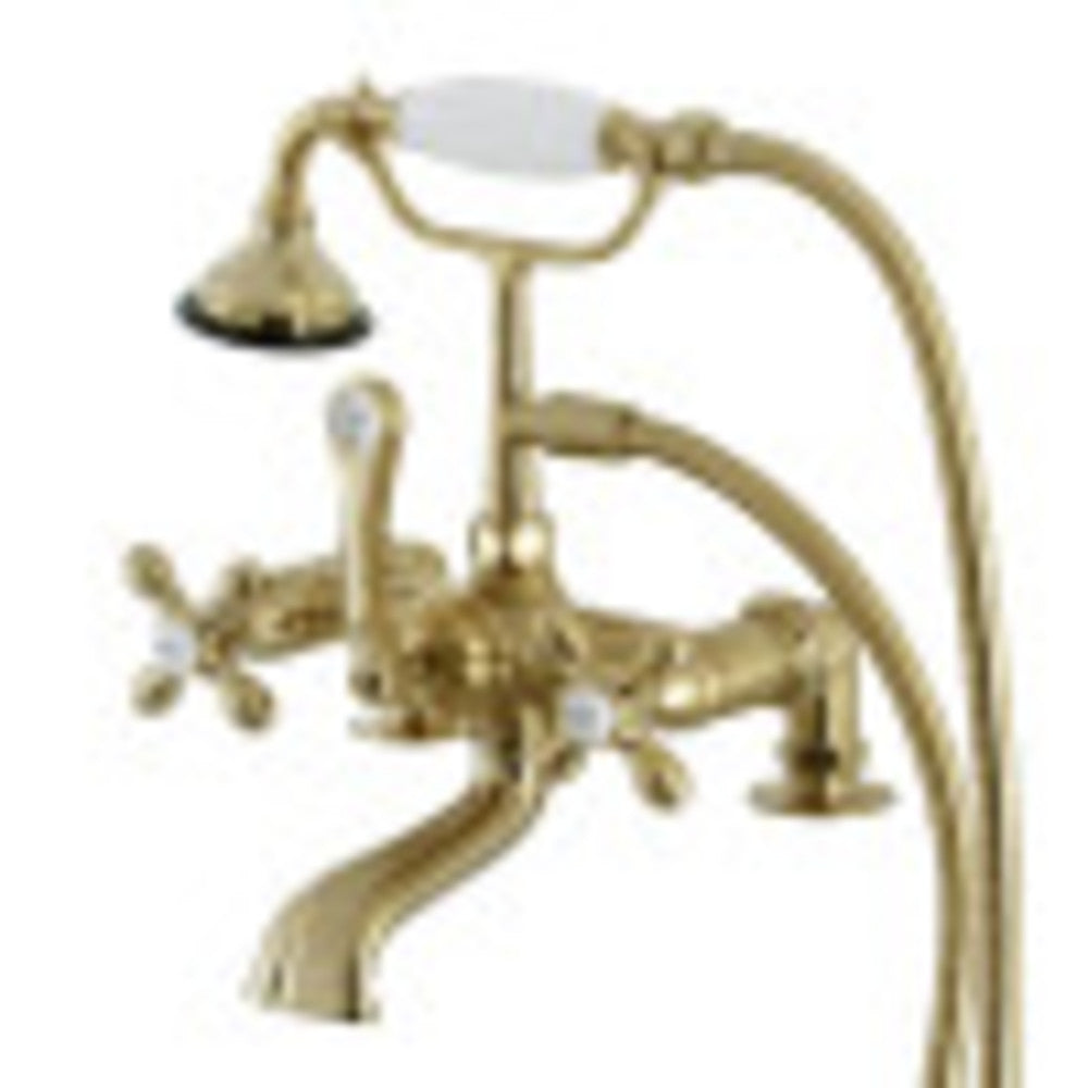 Kingston Brass AE57T7 Aqua Vintage Wall Mount Tub Faucet with Hand Shower, Brushed Brass - BNGBath