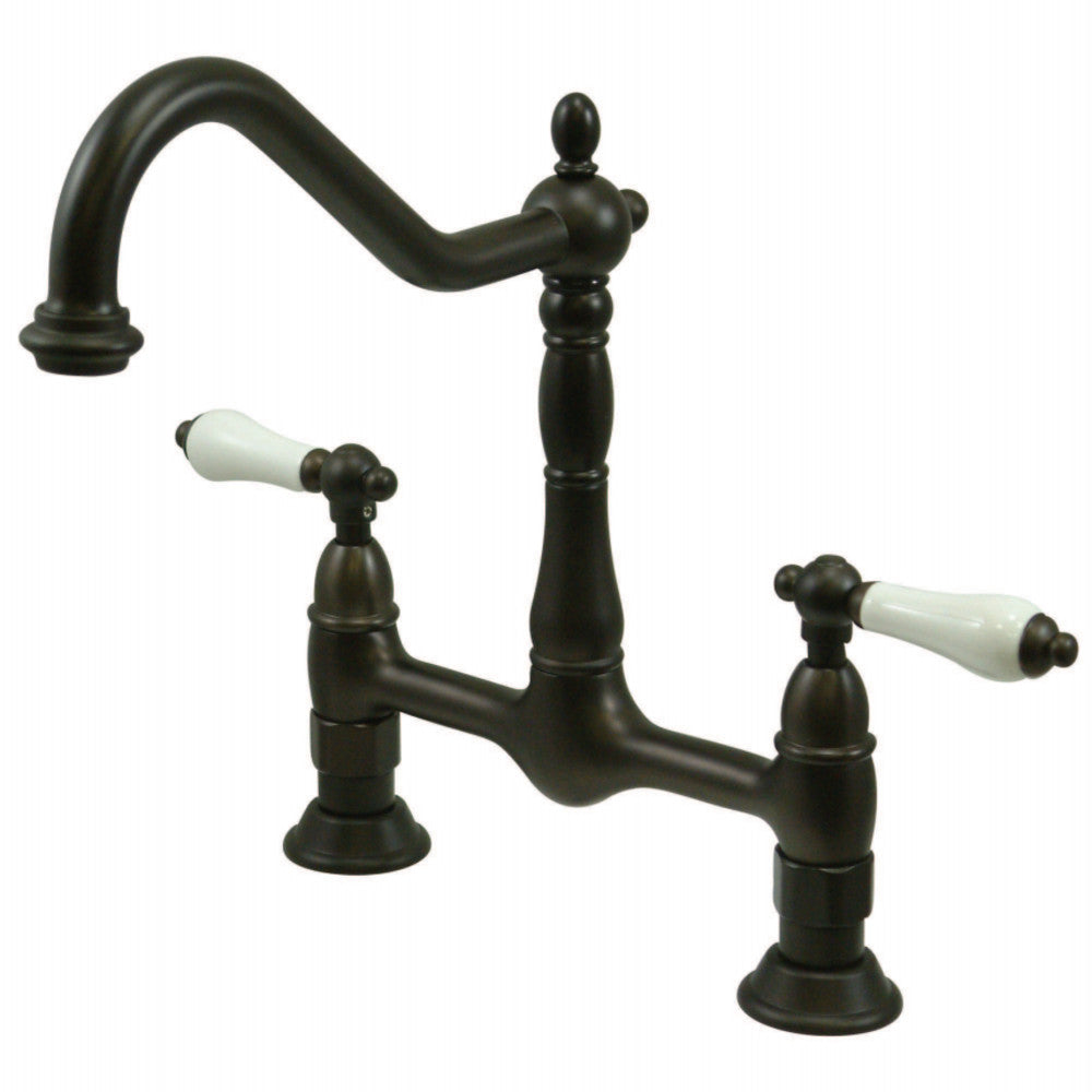 Kingston Brass KS1175PL Heritage Bridge Kitchen Faucet, Oil Rubbed Bronze - BNGBath