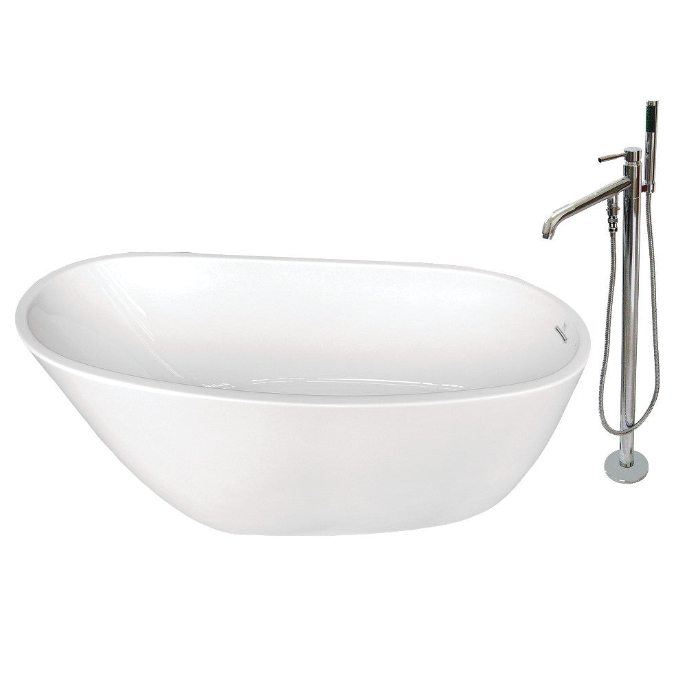 59-Inch Acrylic Single Slipper Freestanding Tub Combo with Faucet - BNGBath