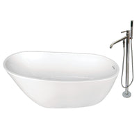 Thumbnail for 59-Inch Acrylic Single Slipper Freestanding Tub Combo with Faucet - BNGBath