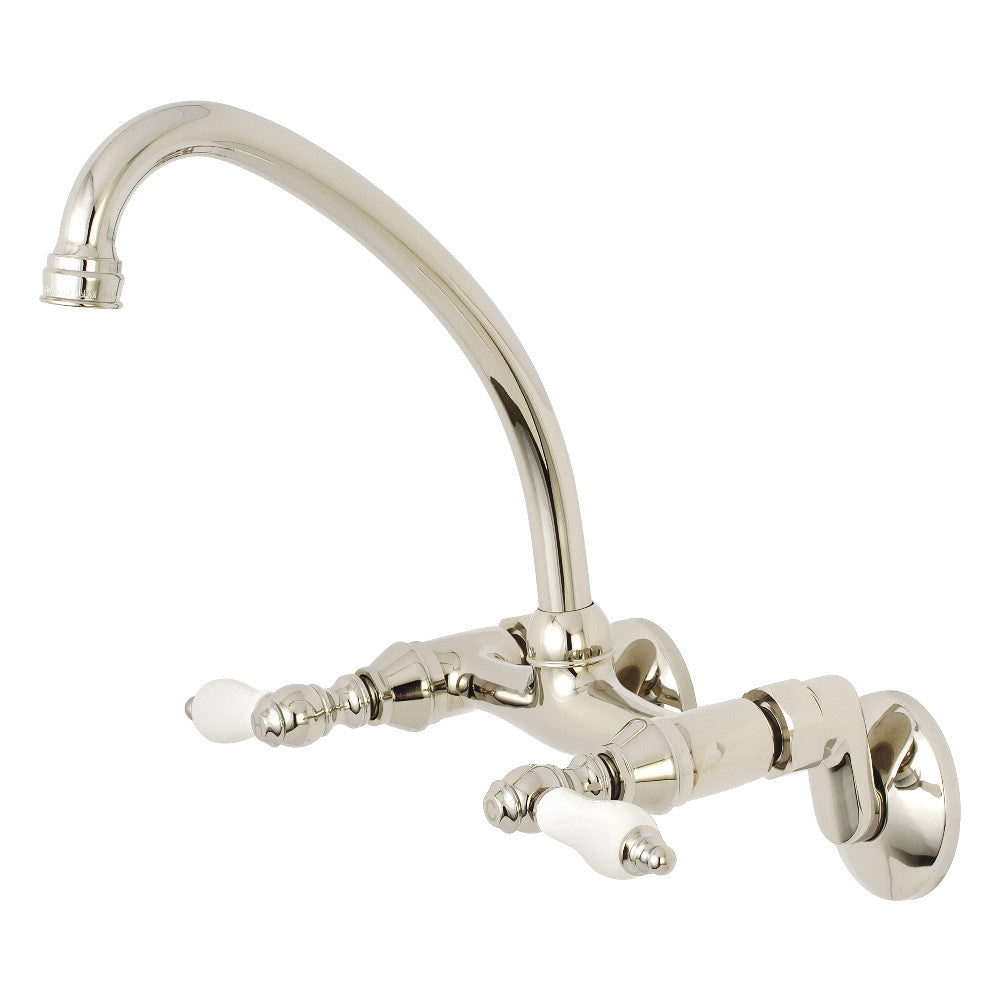 Kingston Brass KS514PN Kingston Two Handle Wall Mount Kitchen Faucet, Polished Nickel - BNGBath