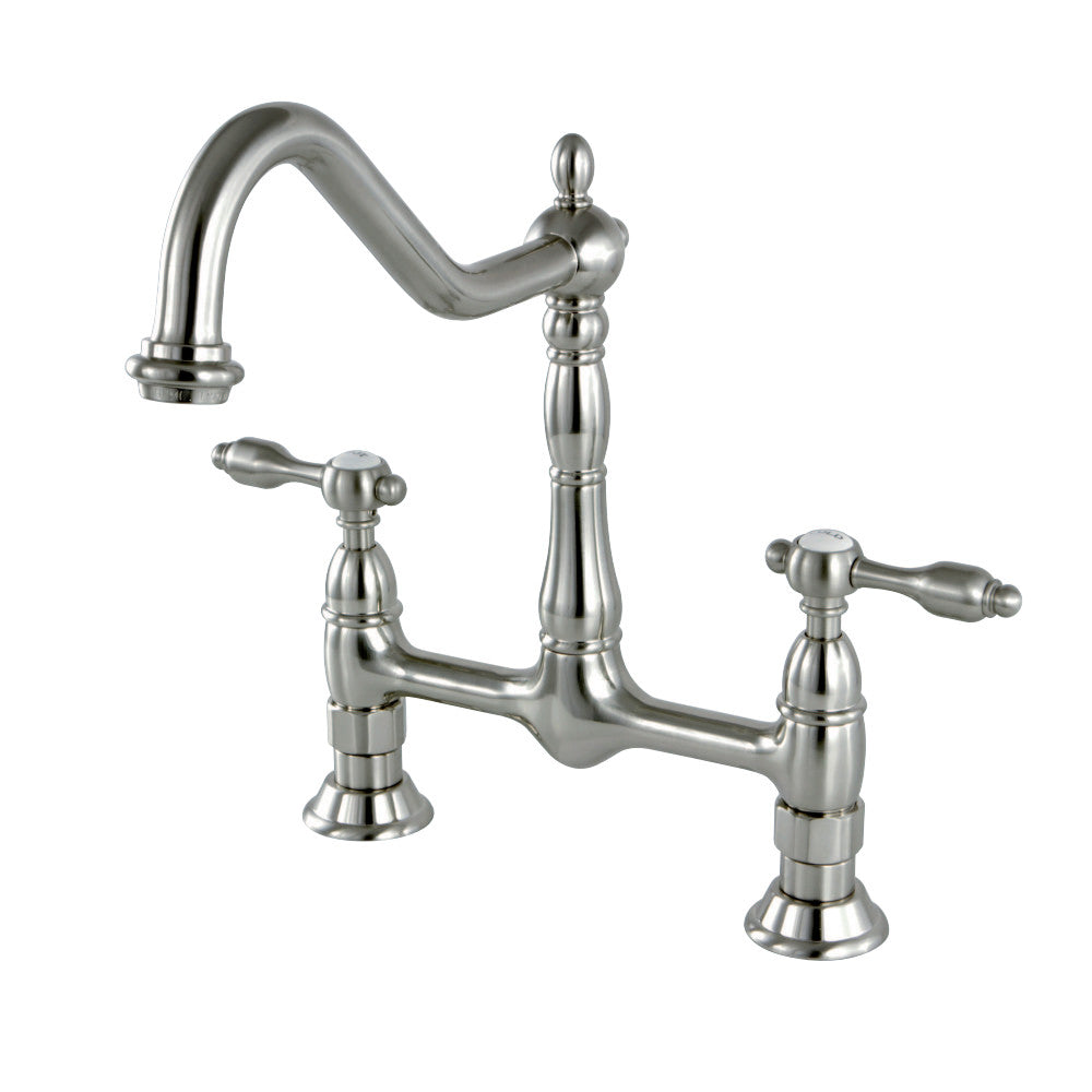 Kingston Brass KS1178TAL Tudor Bridge Kitchen Faucet, Brushed Nickel - BNGBath