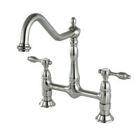 Thumbnail for Kingston Brass KS1178TAL Tudor Bridge Kitchen Faucet, Brushed Nickel - BNGBath