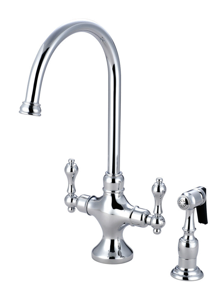 Kingston Brass KS1761ALBS Vintage Classic Kitchen Faucet With Brass Sprayer, Polished Chrome - BNGBath