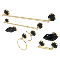 Thumbnail for Kingston Brass BAK9110PB1 Water Onyx 7-Piece Bathroom Accessory Set, Polished Brass - BNGBath