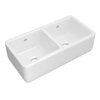 Thumbnail for Shaws Original Lancaster Two Bowl Farmhouse Apron Front Fireclay Kitchen Sink - BNGBath