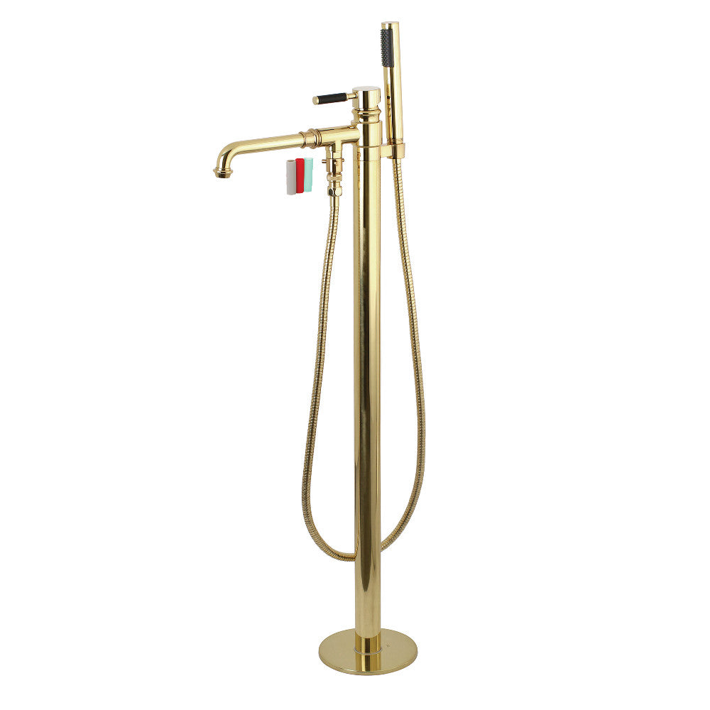 Kingston Brass KS7032DKL Kaiser Freestanding Tub Faucet with Hand Shower, Polished Brass - BNGBath