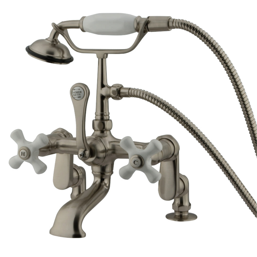 Kingston Brass CC659T8 Vintage Adjustable Center Deck Mount Tub Faucet, Brushed Nickel - BNGBath