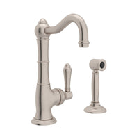 Thumbnail for ROHL Cinquanta Single Hole Column Spout Kitchen Faucet with Sidespray - BNGBath