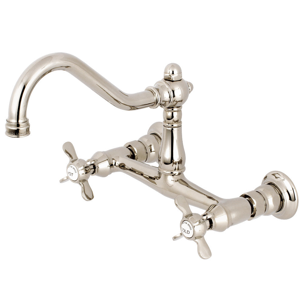 Kingston Brass KS3246BEX 8" Center Wall Mount Bathroom Faucet, Polished Nickel - BNGBath