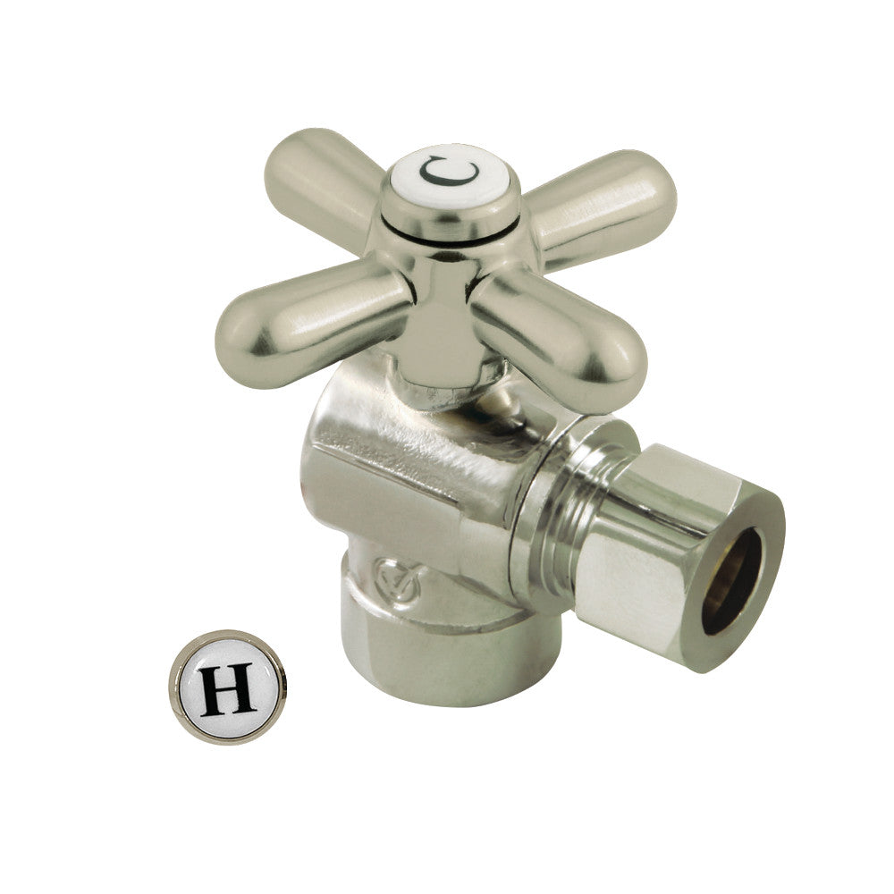 Kingston Brass CC43208X 1/2" Sweat x 3/8" OD Comp Angle Stop Valve, Brushed Nickel - BNGBath