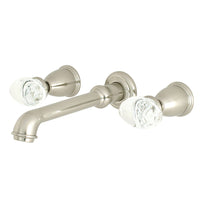 Thumbnail for Kingston Brass KS7128WVL Krystal Onyx Two-Handle Wall Mount Bathroom Faucet, Brushed Nickel - BNGBath