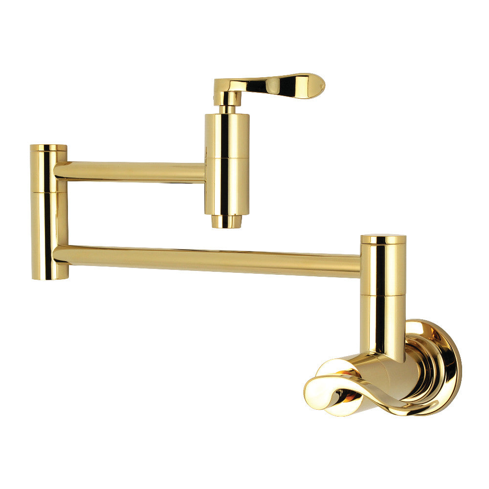 Kingston Brass KS8102DFL Wall Mount Pot Filler Kitchen Faucet, Polished Brass - BNGBath