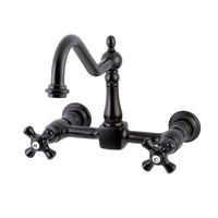 Thumbnail for Kingston Brass KS1245PKX Duchess Wall Mount Bridge Kitchen Faucet, Oil Rubbed Bronze - BNGBath