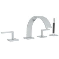 Thumbnail for ROHL Wave 4-Hole Deck Mount Tub Filler with Lever Handles and Handshower - BNGBath