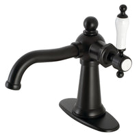 Thumbnail for Kingston Brass KSD154KLMB Nautical Single-Handle Bathroom Faucet with Push Pop-Up, Matte Black - BNGBath