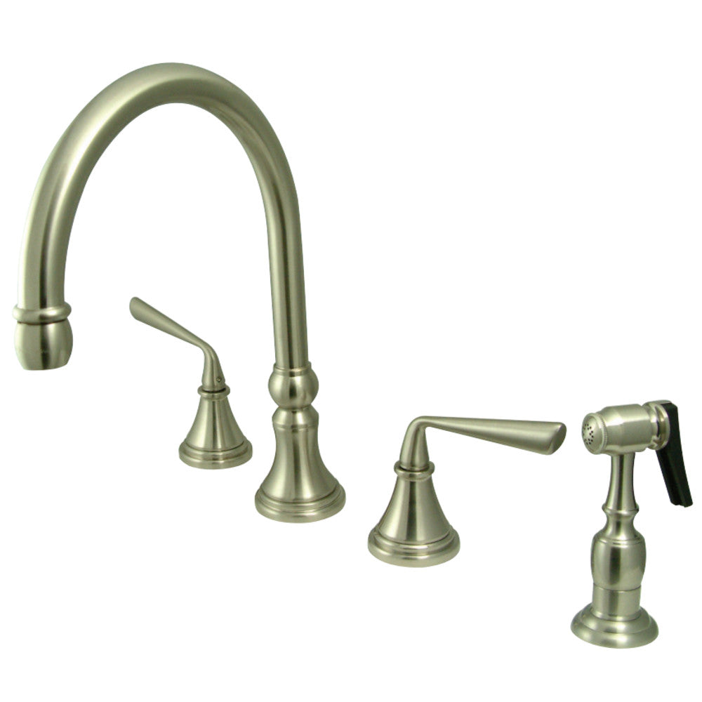 Kingston Brass KS2798ZLBS Widespread Kitchen Faucet, Brushed Nickel - BNGBath