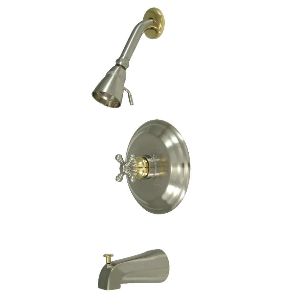 Kingston Brass KB2639BX Tub and Shower Faucet, Brushed Nickel/Polished Brass - BNGBath