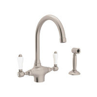 Thumbnail for ROHL San Julio Single Hole C-Spout Kitchen Faucet with Sidespray - BNGBath