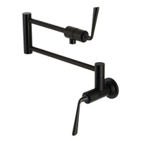 Thumbnail for Kingston Brass KS4100ZL Silver Sage Wall Mount Pot Filler, Matte Black - BNGBath