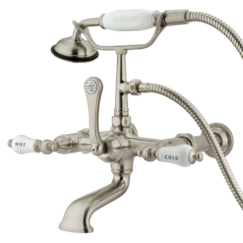 Kingston Brass CC545T8 Vintage 7-Inch Wall Mount Tub Faucet with Hand Shower, Brushed Nickel - BNGBath