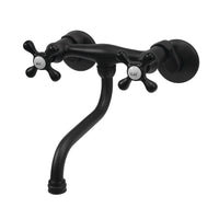 Thumbnail for Kingston Brass KS216MB Kingston Two Handle Wall Mount Bathroom Faucet, Matte Black - BNGBath