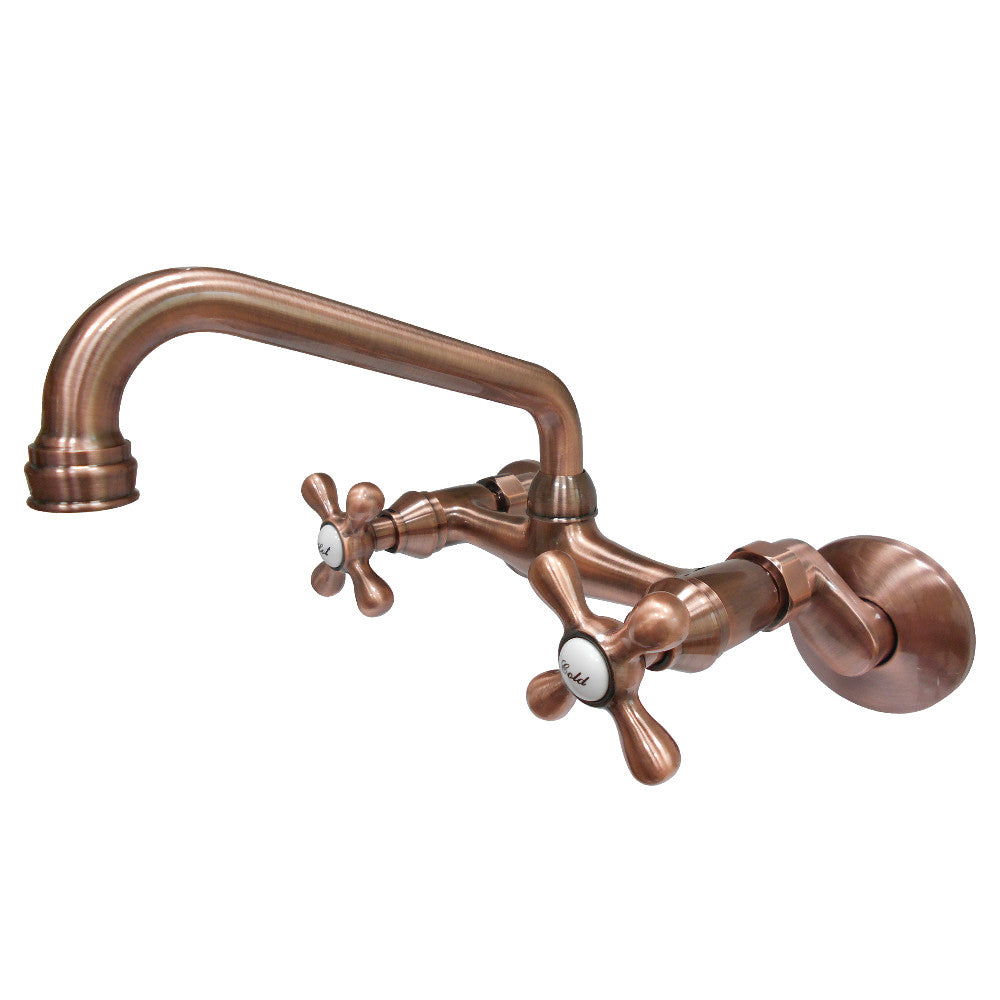 Kingston Brass KS213AC Kingston Two Handle Wall Mount Kitchen Faucet, Antique Copper - BNGBath