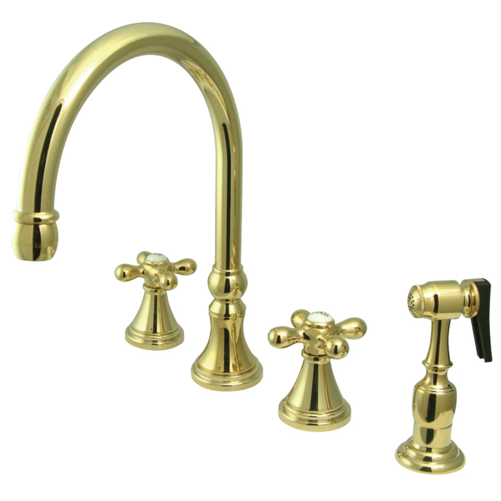 Kingston Brass KS2792AXBS Widespread Kitchen Faucet, Polished Brass - BNGBath