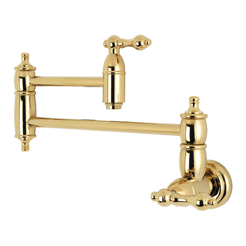 Kingston Brass KS3102AL Restoration Wall Mount Pot Filler Kitchen Faucet, Polished Brass - BNGBath