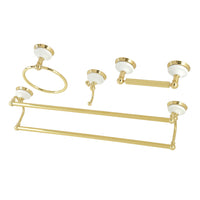 Thumbnail for Kingston Brass BAK1113478PB Victorian 4-Pieces Dual Towel Bar Bathroom Hardware Set, Polished Brass - BNGBath