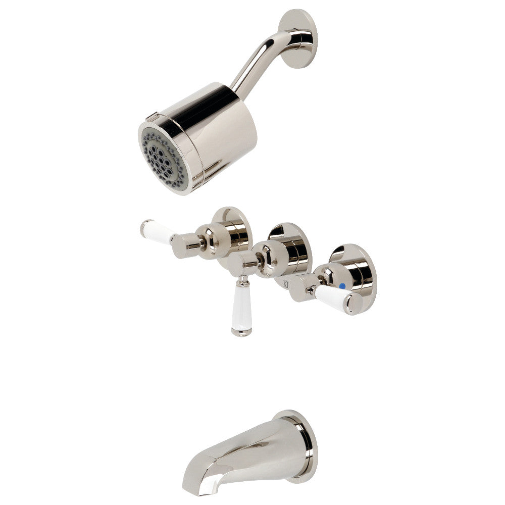 Kingston Brass KBX8136DPL Paris Three-Handle Tub and Shower Faucet, Polished Nickel - BNGBath