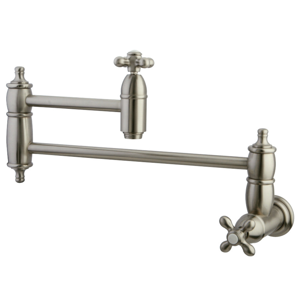 Kingston Brass KS3108AX Restoration Wall Mount Pot Filler Kitchen Faucet, Brushed Nickel - BNGBath