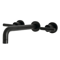 Thumbnail for Kingston Brass KS8020CML Manhattan Two-Handle Wall Mount Tub Faucet, Matte Black - BNGBath