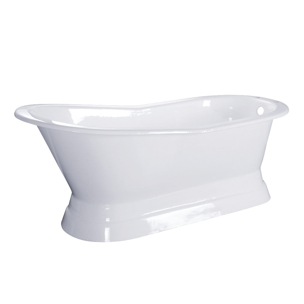 Aqua Eden VCTND673128 67-Inch Cast Iron Single Slipper Pedestal Tub (No Faucet Drillings), White - BNGBath