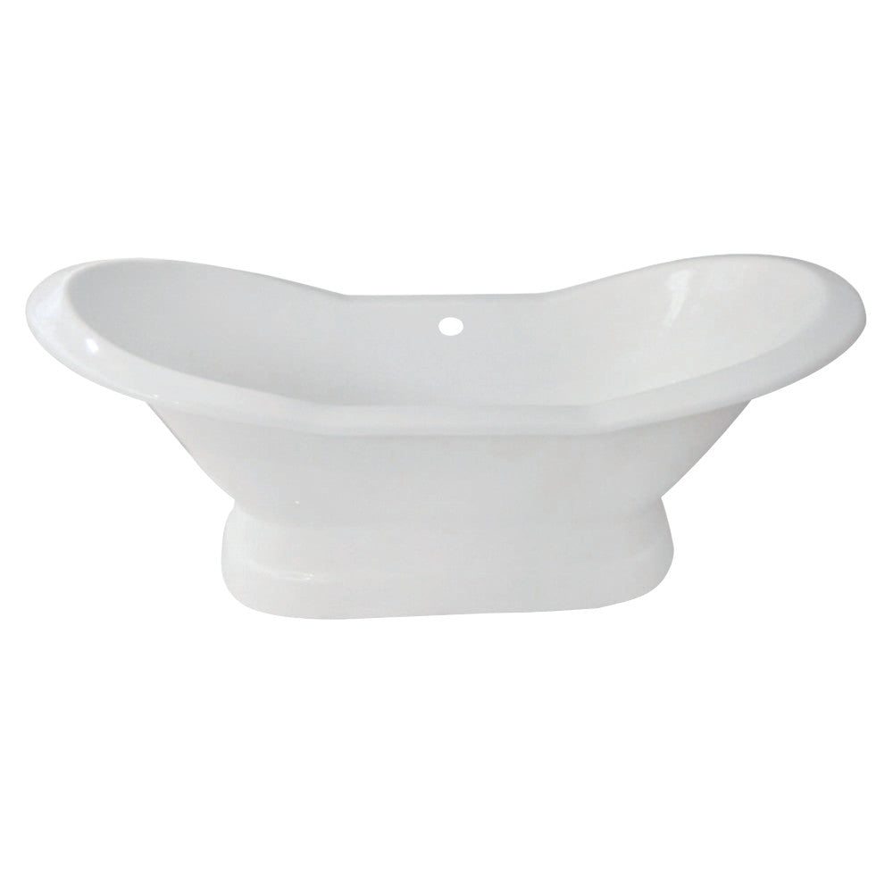 Aqua Eden VCTND723130 72-Inch Cast Iron Double Slipper Pedestal Tub (No Faucet Drillings), White - BNGBath